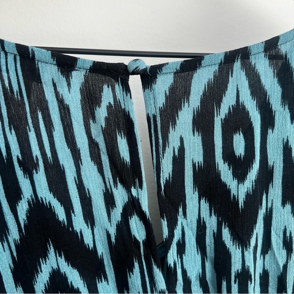 Umgee Plus Ikat Print High Low Dress XL Ruffle Boho Hippie Ruffle Tie Waist - Picture 14 of 16